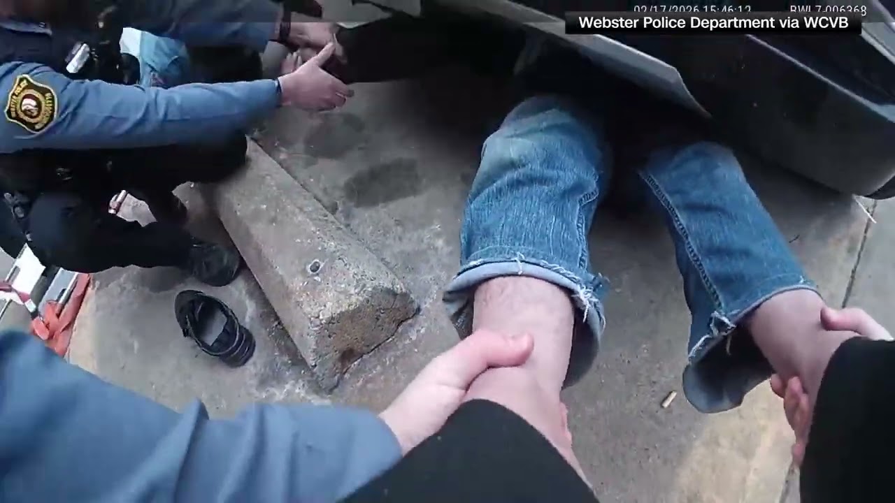 Video shows Boston police save man whose vehicle collapsed on him