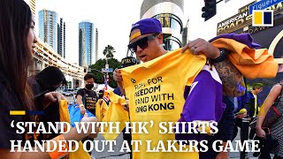 'Stand with Hong Kong' shirts handed out before LA Lakers ...