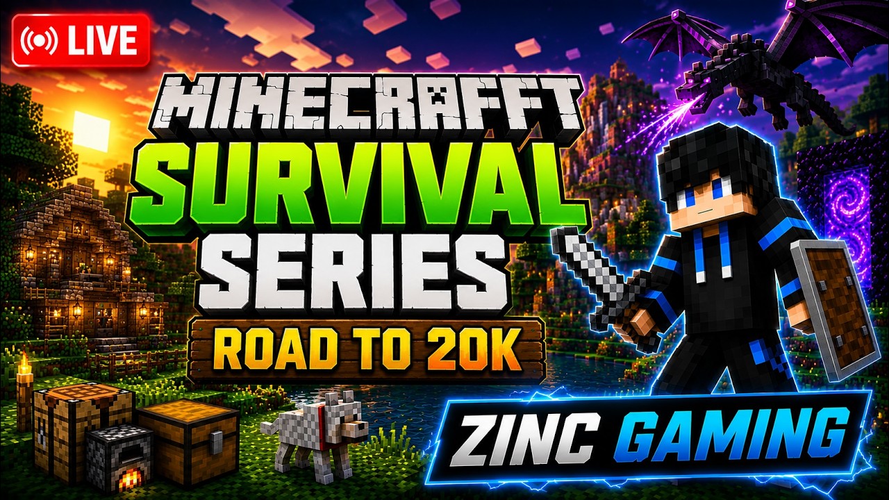 DAY 21 : ROAD TO 20K ❤️LIVE MINECRAFT SURVIVAL SERIES 😍#minecraft #zincgaming #livestream