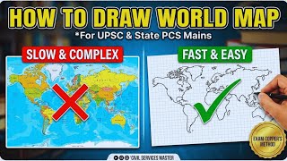 How to Draw World Map for UPSC and state PCS Mains exam in less time | Step-by-Step Guide #worldmap 