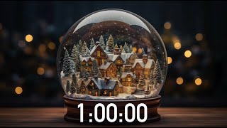1 Hour Christmas Timer Snow Globe 🎵 with Christmas Jazz Music (4K) ✨ - and Alarm Sound