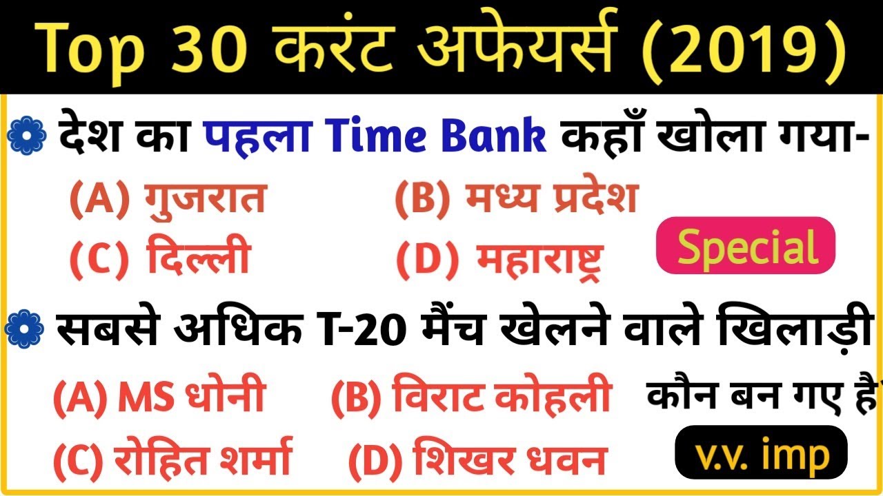 Current Affairs 2019 | Top 30 current affairs questions | current