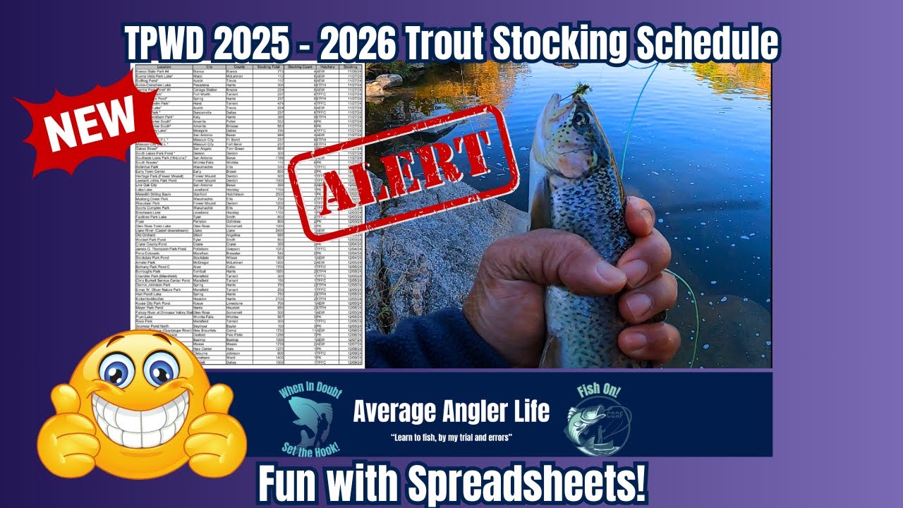 Fun with Spreadsheets | Texas Parks and Wildlife Winter Trout Stocking Schedule for 2025-2026