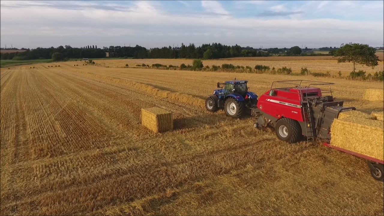 Halm Presning l New Holland T7 270 + Massey Ferguson 2190