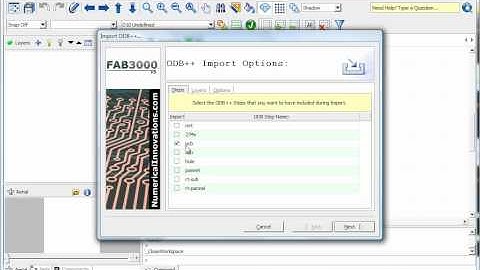 Large ODB++ import and selectively choosing which steps and layers to load to save time