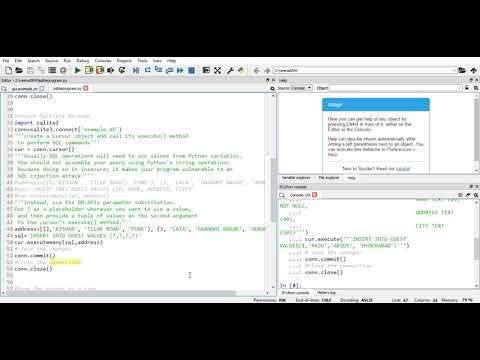 Python SQLITE- Creating a database, Creating, Inserting and Reading a  table from a database