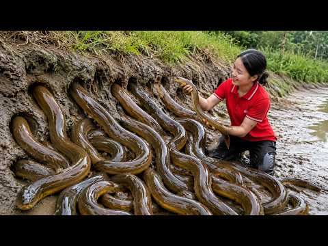 Harvesting Hundreds of Hidden Giant Eels From a Wild Ground to Market Sell !!! Susan Daily Life