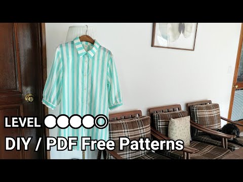 미돌남-(무료패턴 Free Patterns) 7부 롱남방 옷만들기 / Making clothes Long shirt for women / 服作り 手作教學