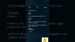 Adding HTML5 Audio to your pages in html. #coder #htmlcoding #codingfun #html #code #coding #shorts