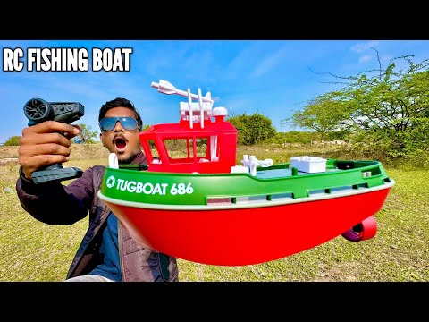 RC Fishing Boat Dual Motor TugBoat Unboxing & Testing - Chatpat