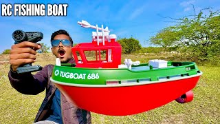 RC Fishing Boat Dual Motor TugBoat Unboxing & Testing  - Chatpat toy tv