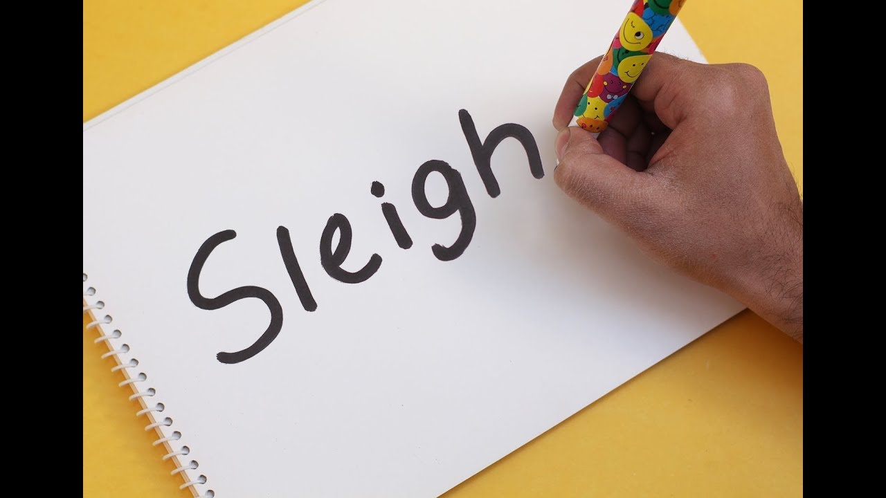 How to turn word SLEIGH into a Cartoon Santa's Sleigh ! Learn drawing