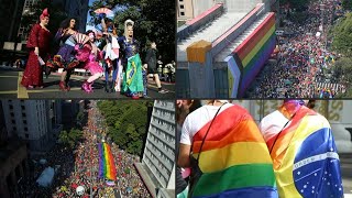 Gran marcha LGBTQ+ viste Sao Paulo con el verde y amarillo de la bandera de Brasil | AFP