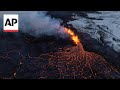 Drone footage of iceland volcano eruption shows spectacular lava flow