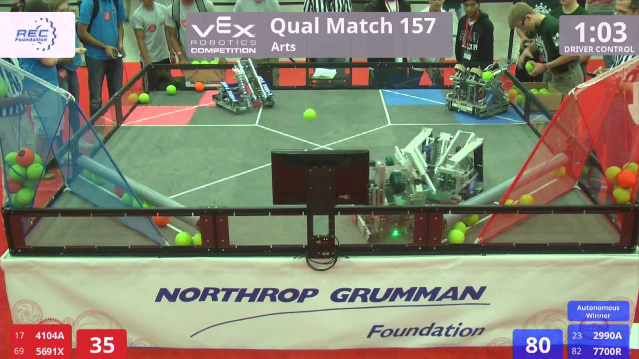 VEX Worlds 2016 - VRC High School - Arts - Qual 157 (4104A 5691X) 181 vs 200 (2990A 7700R)