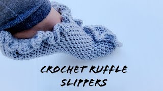 How to Crochet  Slippers with ruffle Super Easy and Fast for Beginners