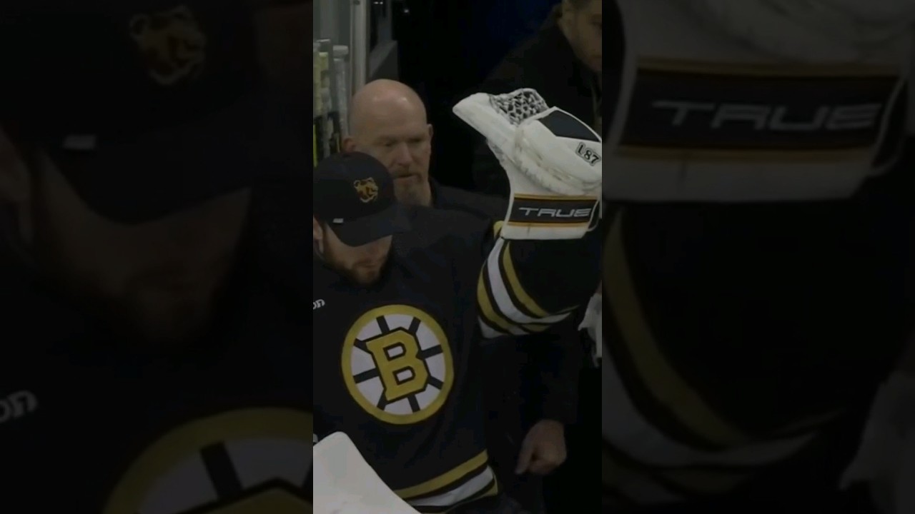 Jeremy Swayman With The Glove Save From The Bench 😂