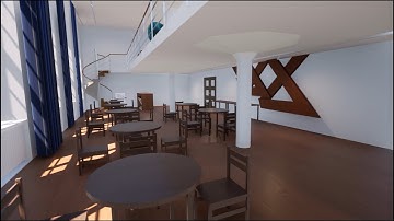 3D model of a modern lobby built from point cloud