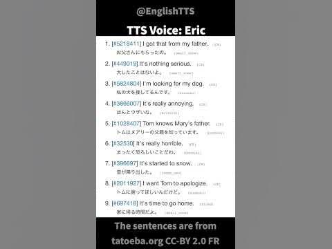 English TTS— Eric — Tatoeba Corpus Sentences - YouTube
