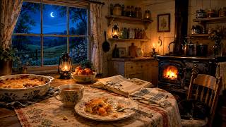 Quiet Cottage Kitchen 🌙 Cozy Night, Peach Cobbler & Tea | Peaceful Country Ambience (5 Hours)