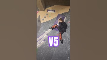 Sending V5 Bouldering Problem | Youth Rock Climbing #Shorts