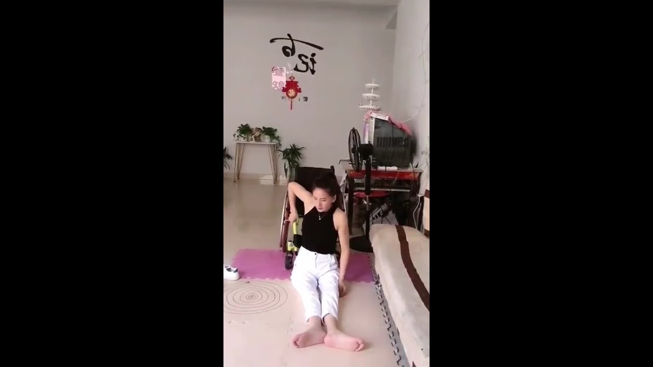 Paraplegic girl in motions