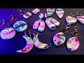 7 DESIGNS OF CRAZY POLYMER CLAY EARRINGS ! FAUX BATIK LOOK. NEW COLLECTION !