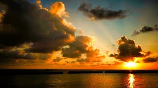 4K SUNSET OVER OCEAN NATURE BACKGROUND  мальдивы,atoll,indian ocean,جزر المالديف,maldive