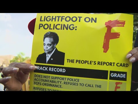 Dozens march through Logan Square in protest of Lightfoot time in office