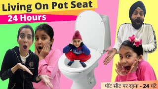 Living On Toilet Pot Seat - 24 Hours Challenge - Ramneek Singh 1313 - RS 1313 VLOGS