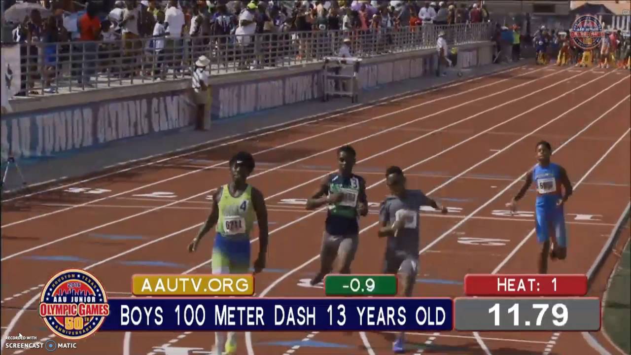 2016 AAU Jr. Olympics Boys 13 100M Prelims Heat 1 YouTube