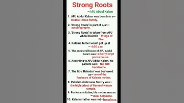 Strong Roots by APJ Abdul Kalam in Bengali// Class 12 Strong Roots by APJ Abdul Kalam #2025 #shorts