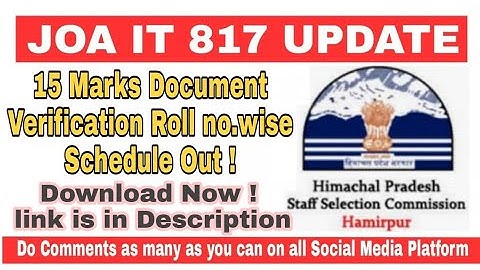 JOA IT 817 15 Marks DV Schedule Out Check Now !