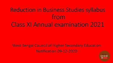 Reduction in Business Studies Syllabus from Class XI Annual Examination 2021
