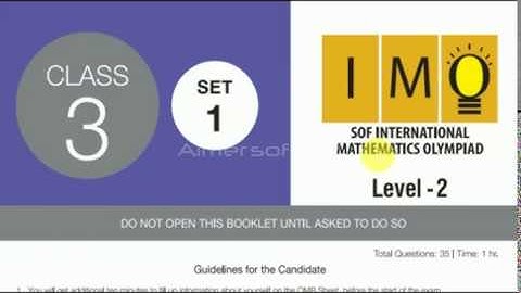 Class 3 IMO l Question Paper Set 1 Level 2 (Question 01 -20) Part 1