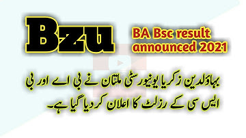 BA Bsc Bzu Result announced,Bzu Result update BA Bsc 2021