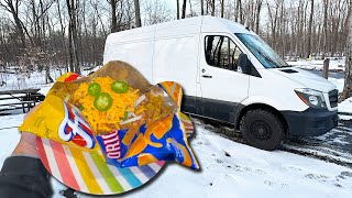 Cooking a MONSTER Frito Pie While Winter Camping