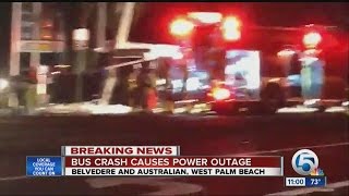 Bus crash causes power outages