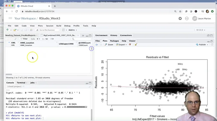 R Studio Wk 3 - Vid 5 - Creating & Assessing Diagnostic Plots for Linear Regression Models