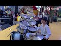 drum kid 妞妞，园园同步架子鼓舞台上表演，发挥很给力很棒，继续努力加油