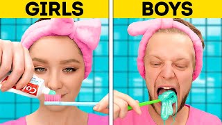 BOYS VS. GIRLS || Funny Restroom Situations, Smart Bathroom Tricks, Gadgets And DIY Soap