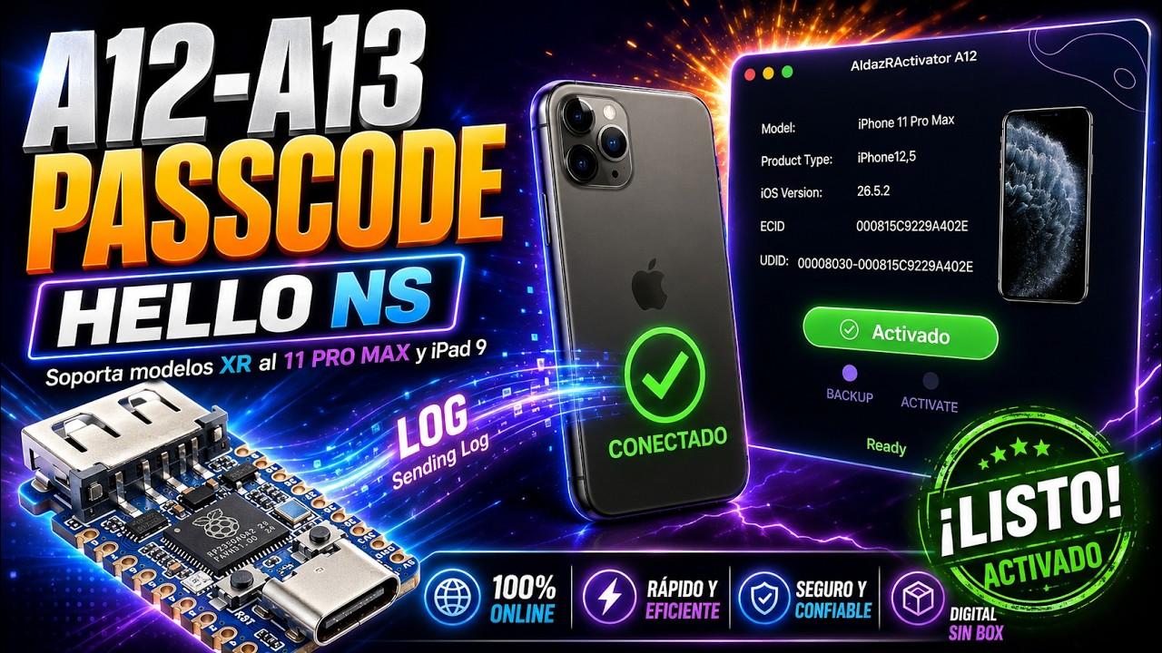 BYPASS PASSCODE en iPhone con WAVE SHARE RP2350 | Proceso completo y solución de errores