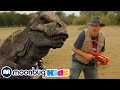 Trex dinosaur  park ranger aaron in jurassic adventure  trex ranch  dinosaurs for kids