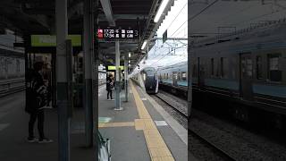 JR東日本長野支社の篠ノ井線の特急あずさ29号松本行きが到着する