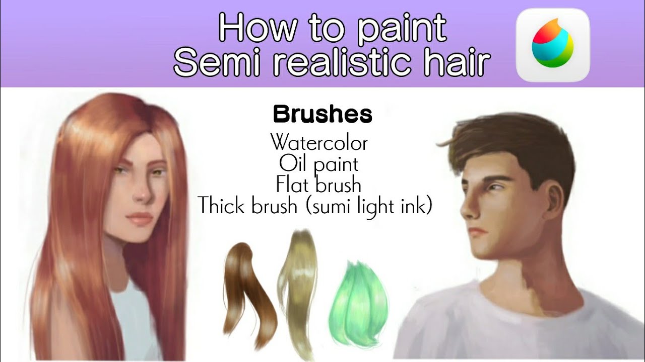[Medibang] Tutorial + Speed paitn How I paint semi realistic hair on