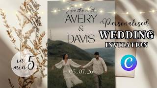 Personalised Save the Date Wedding Invitation in Canva screenshot 3