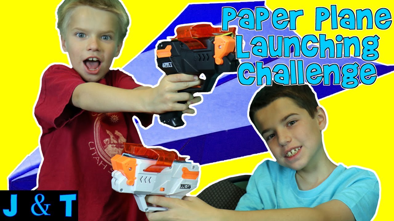 PAPER AIRPLANE LAUNCHING CHALLENGE / Jake and Ty - YouTube