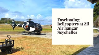 Fascinating helicopters at Zil Air hangar Seychelles