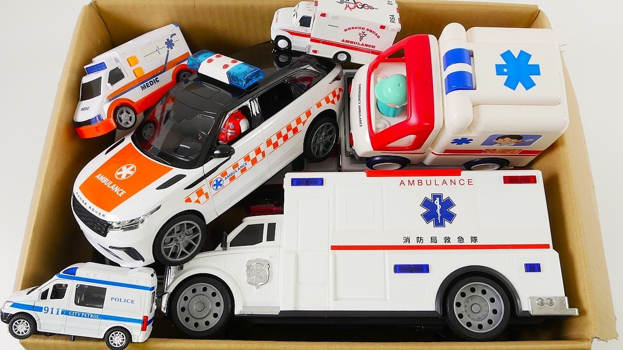 救急車のミニカーが走る！緊急車両 坂道下り疾走☆A miniature