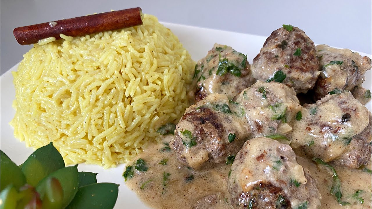 Boulettes de viande hachée à la crème /طبق صيفي سهل وسريع باللحم والارز مع الكريمة